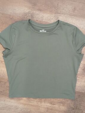 Hollister Olive Sage Crewneck Crop Tee